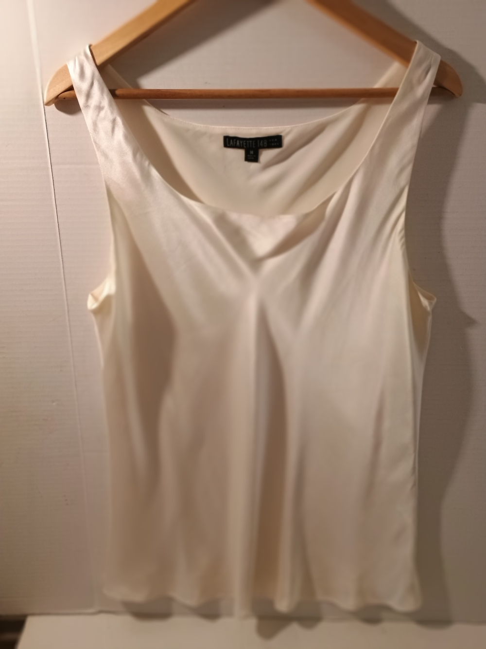 Lafayette 148 New York Off White 100% Silk Tank Top SZ 14